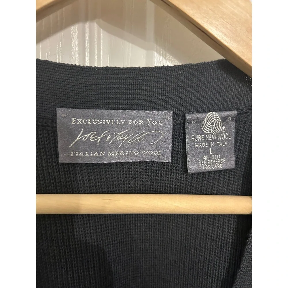 Lord & Taylor Mens Italian Merino Wool Cardigan Vest Black V-Neck Button Front L